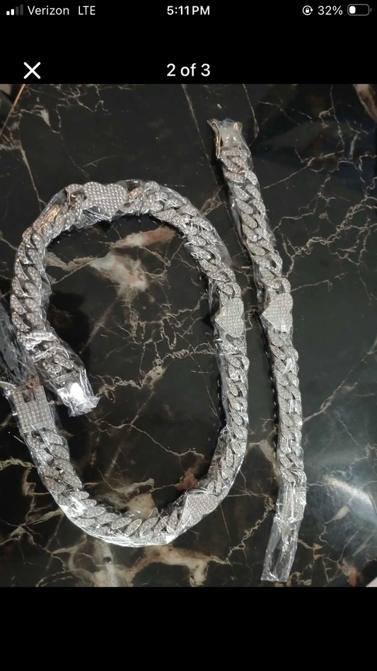 Ice heart chain and bracelet